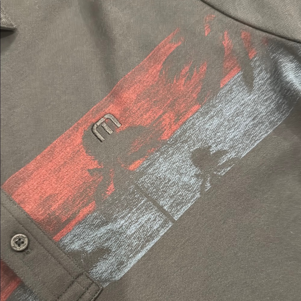 Travis Mathew Black and Red Polo Shirt Modern Design - Picture 3 of 3